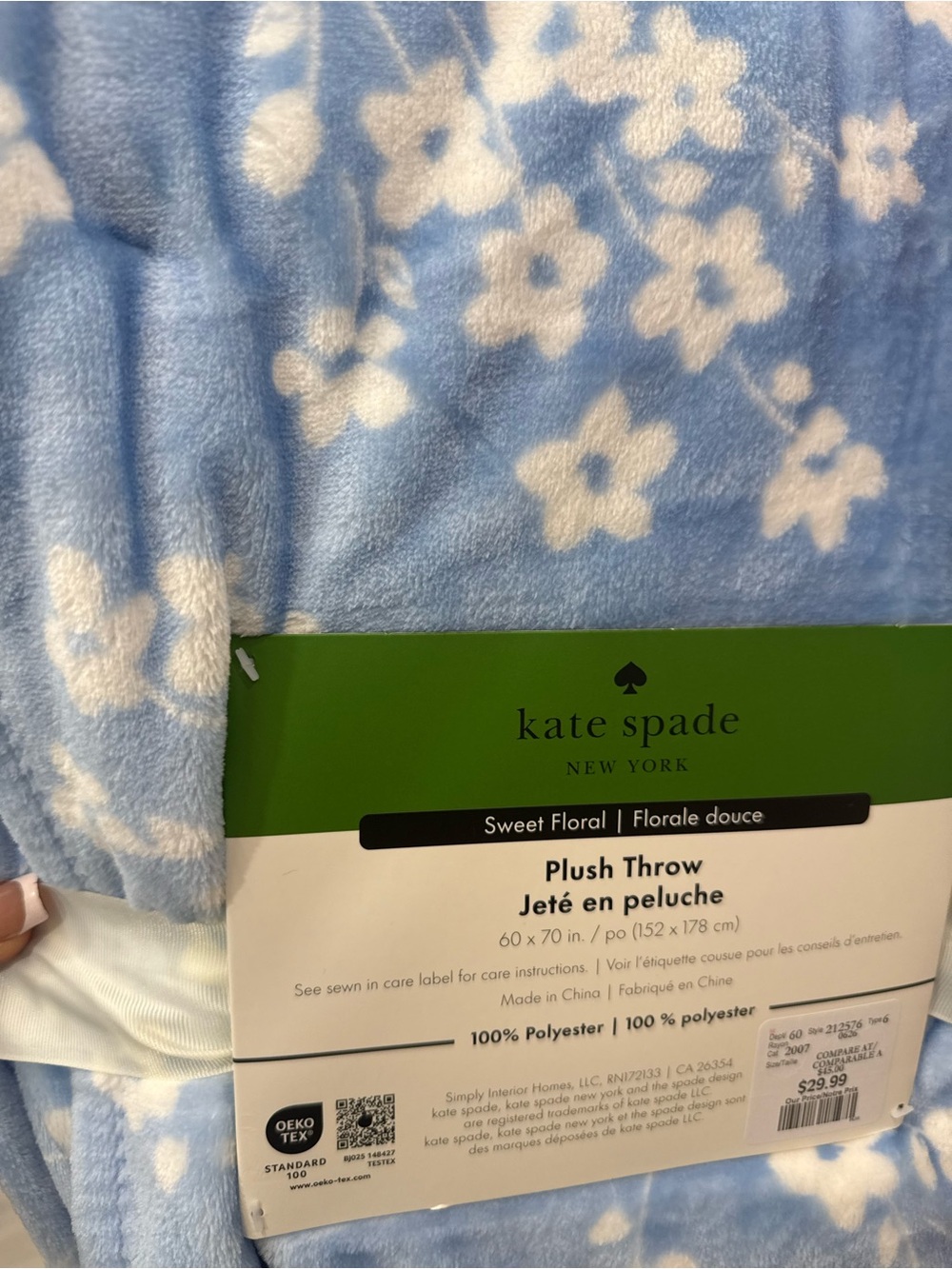 kate spade Plush Throw Blanket - Blue Floral